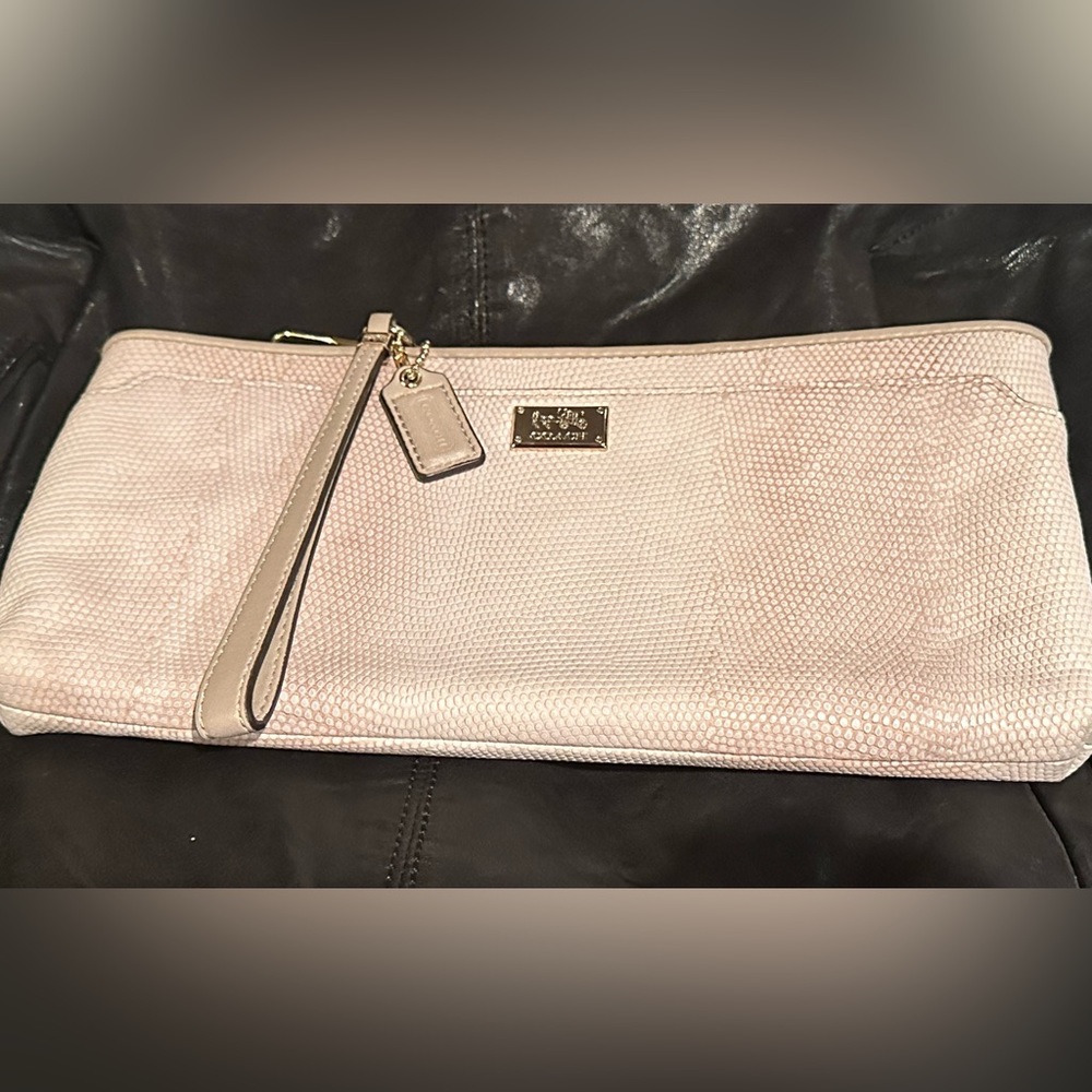 Coach Lizard Bey Leather Wristlet
